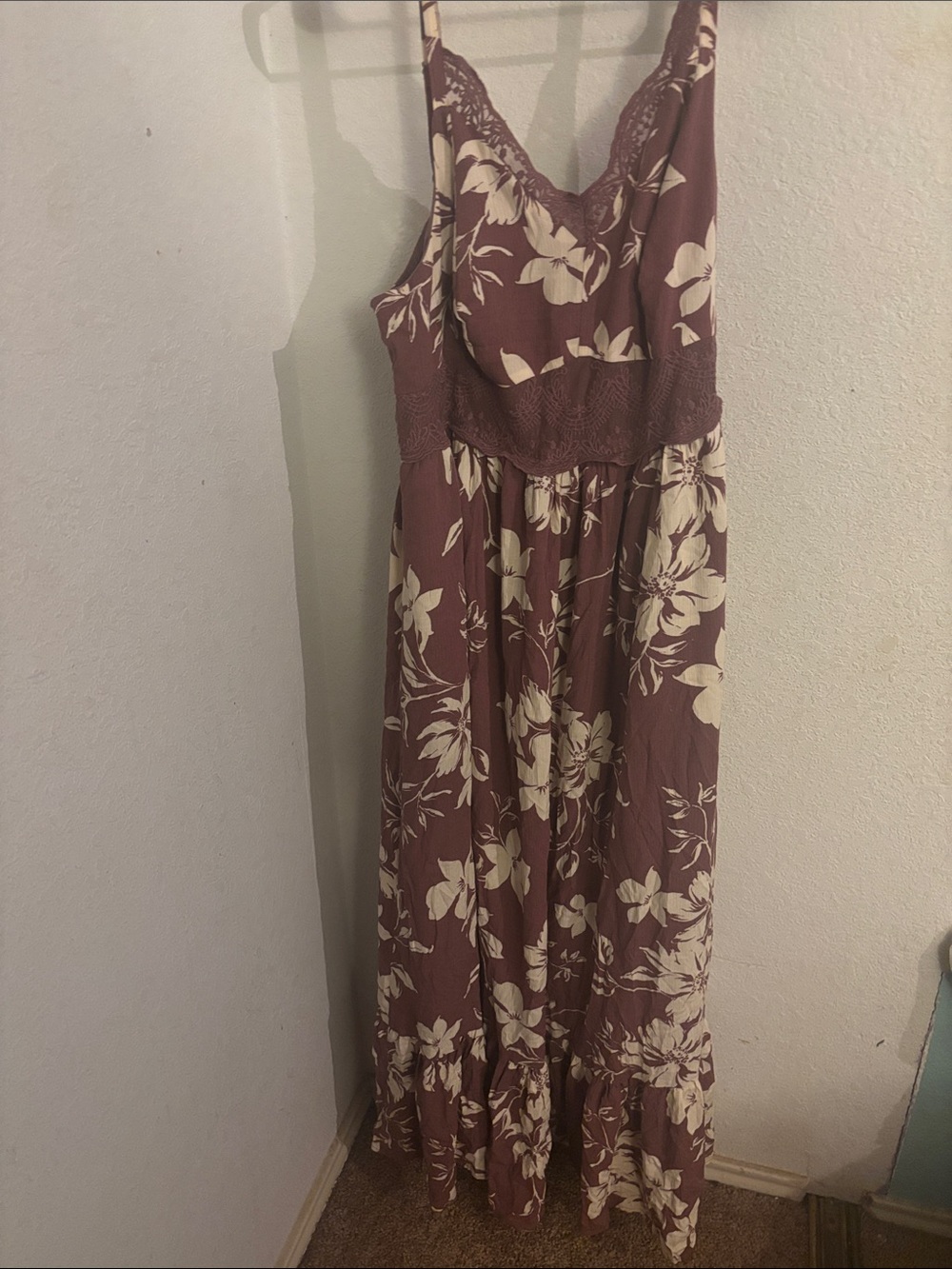 torrid Mauve Floral Maxi Dress with Cream Print